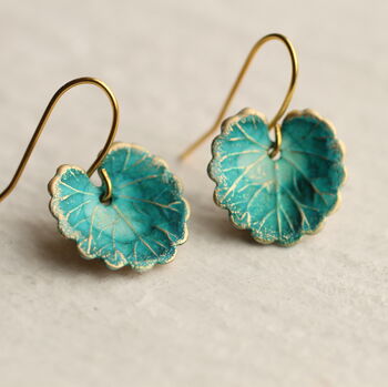 Cabbage Leaf Turquoise Earrings, 6 of 8