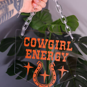 Cowgirl Energy Clear Acrylic Banner With Acrylic Chain, 8 of 8