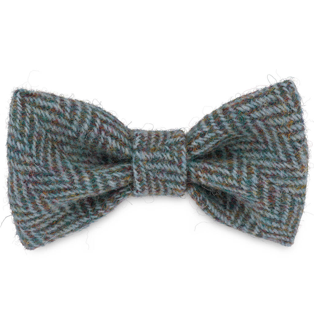 Milo's Blue Arrow Harris Tweed Dog Bow Tie, 1 of 3