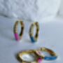 Enamel Cloisonné Cz Pavé Hoop Earrings 18 K Gold Plated Sterling Silver Small Hoops Colourful Huggie Earrings Gift For Her, thumbnail 3 of 5