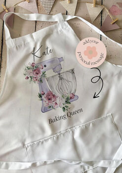Personalised Apron, Watercolor Purple Baking Gift, 2 of 5