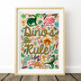 Dinosaur Kids Wall Art | Hand Painted Dino Bedroom Print, thumbnail 1 of 13