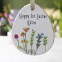 First Easter Floral Ceramic Egg Hanging Decoration, thumbnail 6 of 7