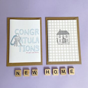 Gingham Feels Good To Be Home Card For New Homeowners, 2 of 4