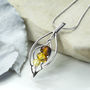 Sterling Silver Amber Leaf Necklace, thumbnail 1 of 4