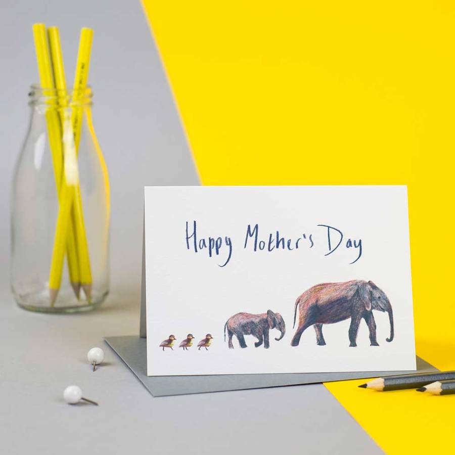 Elephants And Ducks Happy Mothers Day Card By Jenny Jackson Illustration