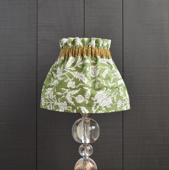 Dolly Green Scrunchie Lampshade With A Velvet Trim, 2 of 5