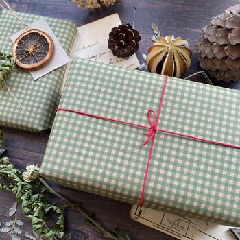 Green Gingham Paper Fibre Wrapping Paper, 12 of 12