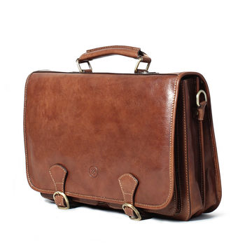 Mens Full Grain Leather Business Satchel. 'The Jesolo', 5 of 12