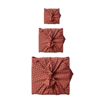 Fabric Gift Wrap Reusable Furoshiki Ruby With Gold, 3 of 6