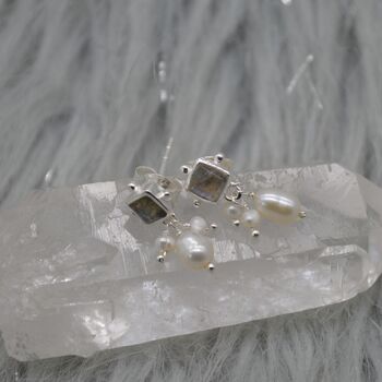Labradorite Pearl Earrings: June Birthstone, 5 of 7