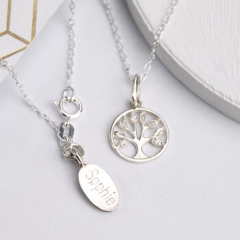 Personalised Sterling Silver Cz Tree Of Life Necklace, 4 of 7