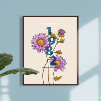 Personalised Aster Botanical Flower Print, 2 of 6