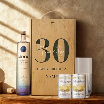 Personalised 30th Birthday Vodka Gift Set With Custom Lid, 6 of 11