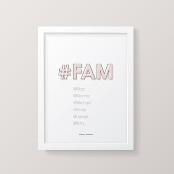 #Fam Modern Family Personalised Print With Names, 6 of 6