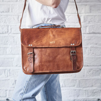 Vintage Style Leather Laptop Bag, 4 of 8