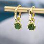 Genuine Jade Dangling Huggie Hoop Earrings, thumbnail 2 of 10