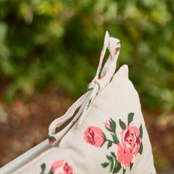 Set Of Two Tie On Country Rose Seat Pads, 4 of 4
