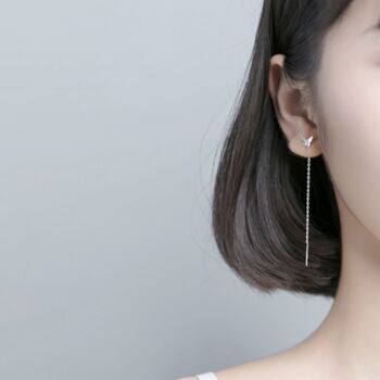 Sterling Silver Butterfly Threader Earrings, 2 of 4