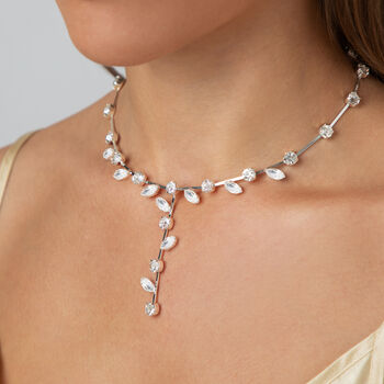 Leaf Shaped Swarovski Crystal Y Necklace, 5 of 10