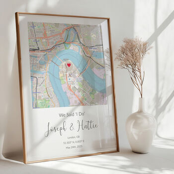 The Place We Said I Do Personalised Map Print Wedding Gift, 3 of 11