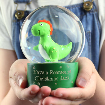 Personalised Dinosaur Glitter Snow Globe – Magical Christmas Keepsake, 8 of 9