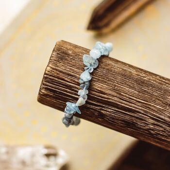 Aquamarine Gemstone Chip Bracelet | Natural Gemstones, 3 of 6