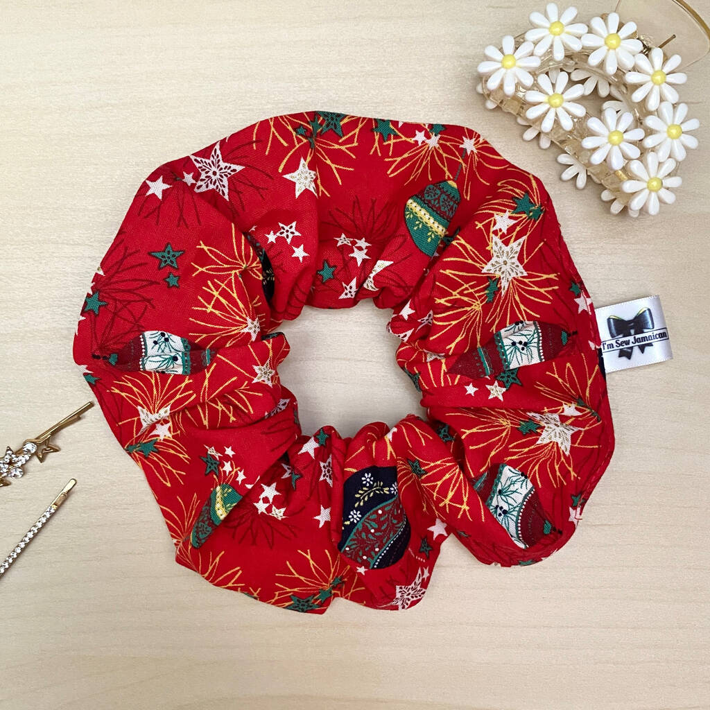 Baubles And Stars Festive Hair Scrunchie, 1 of 6