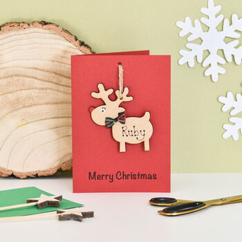 Personalised Reindeer Decoration Christmas Card, 3 of 6