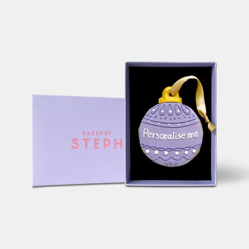 Personalised Purple Christmas Bauble Letterbox Iced Cookie, 4 of 11