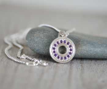 Pave Amethyst Necklace With Recycled Sterling Silver, 3 of 5