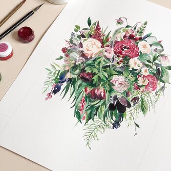 Bespoke Original Watercolour Wedding Bouquet Painting, 11 of 12