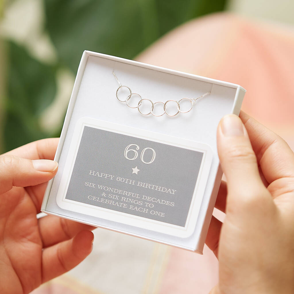 60th Birthday Rings Necklace By My Posh Shop | notonthehighstreet.com