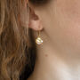 Iridescent Green Square Earrings With Swarovski Crystal, thumbnail 2 of 3