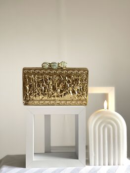 Dubai Mop Gold And Green Formal Clutch, 5 of 6