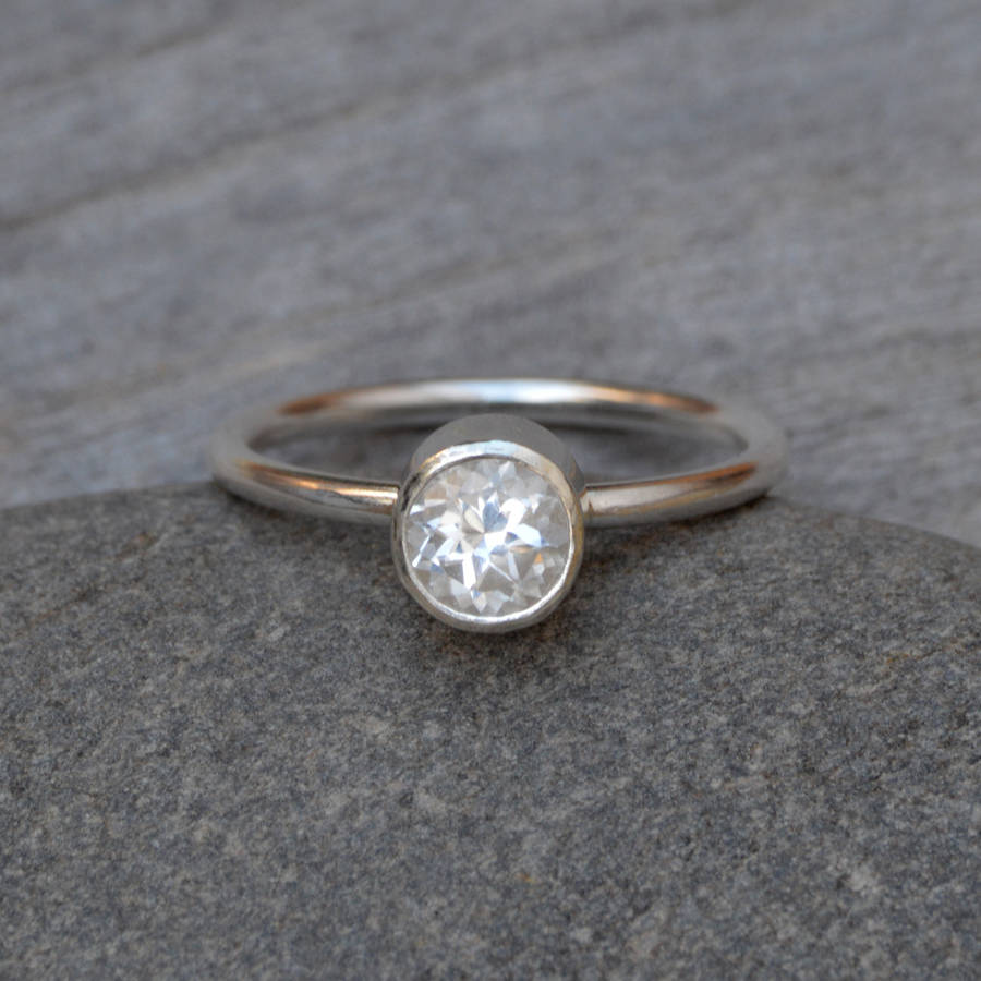 White Topaz Stacking Ring Set In Sterling Silver By Huiyi Tan