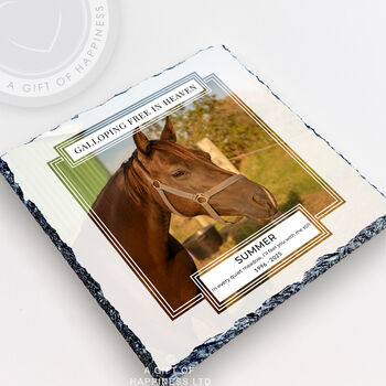 Personalised Pet Loss Horse Memorial Photo Slate, 2 of 6