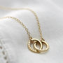 Personalised 9ct Gold Double Hoop Names Necklace, thumbnail 1 of 9