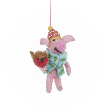 Handmade Felt Porky Noel Hanging Christmas Decoration, 2 of 5