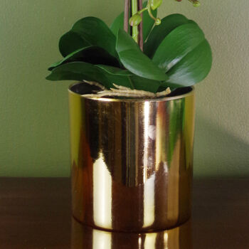 Purple Artificial Orchid Large Gold 52cm Real Touch, 2 of 3