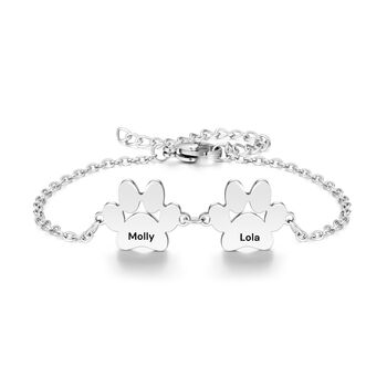 Personalised Dog Paws Print Bracelet Engraved Name, 4 of 8