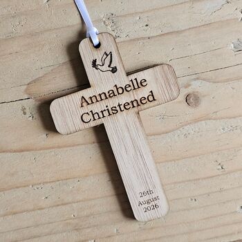 Personalised Christening Cross Hanging Decoration Card, 4 of 4