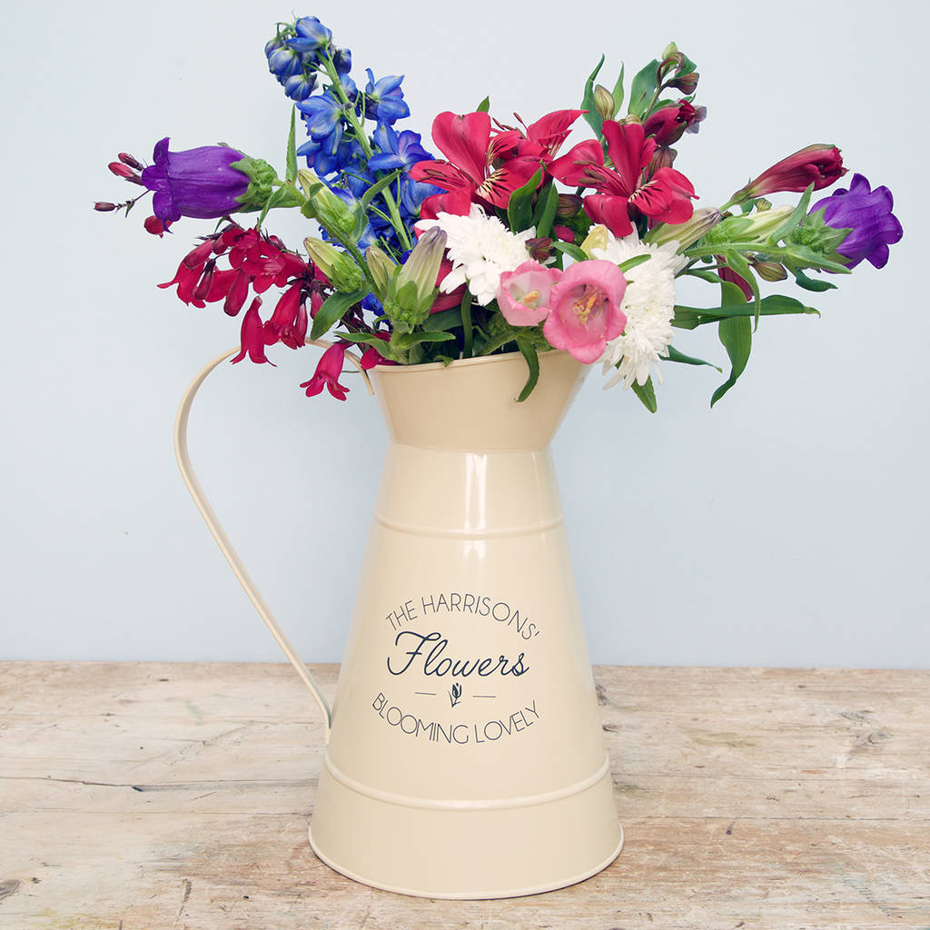 Personalised Enamel Flower Jug By Jonny's Sister
