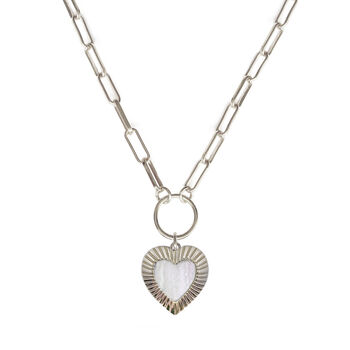 Sterling Silver Semi Precious Agate Heart Necklace, 2 of 2