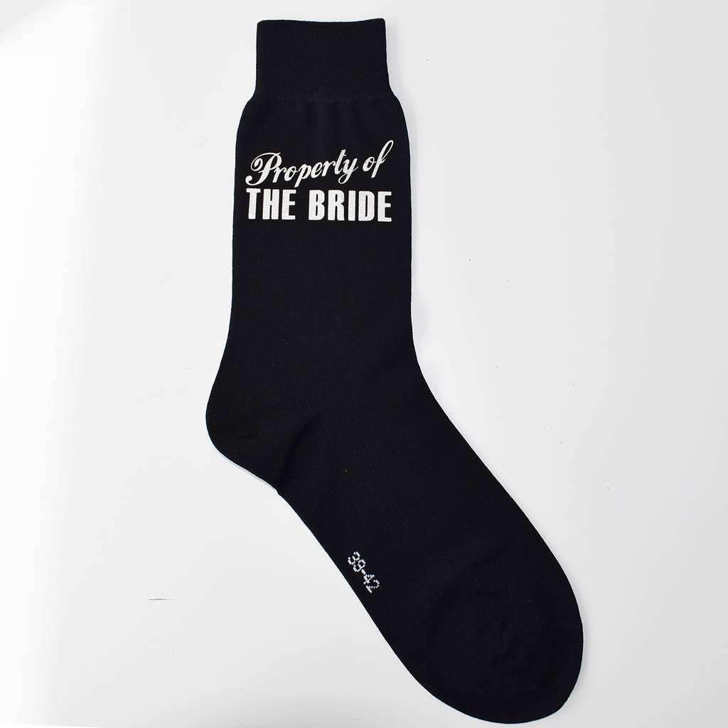 Property Of The Bride, Groom Wedding Socks By Weasel and Stoat