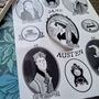 Jane Austen Vinyl Sticker Sheet, thumbnail 2 of 3