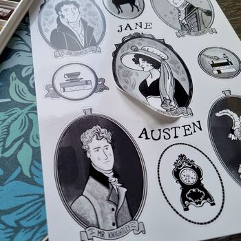 Jane Austen Vinyl Sticker Sheet, 2 of 3