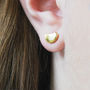 Bean Gold Plated Silver Curved Stud Earrings, thumbnail 2 of 7