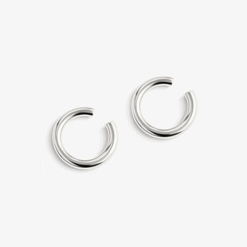 Women's Silver Thick Ear Cuffs, Adjustable, Pair In 18k White Gold, 2 of 4