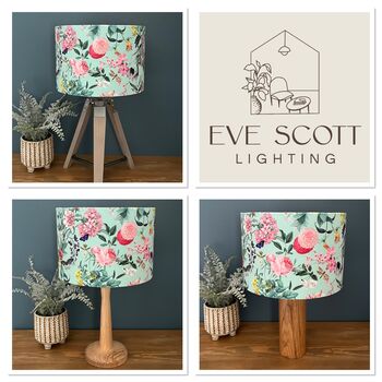 Pale Green Bold Floral Velvet Lampshades, 9 of 9